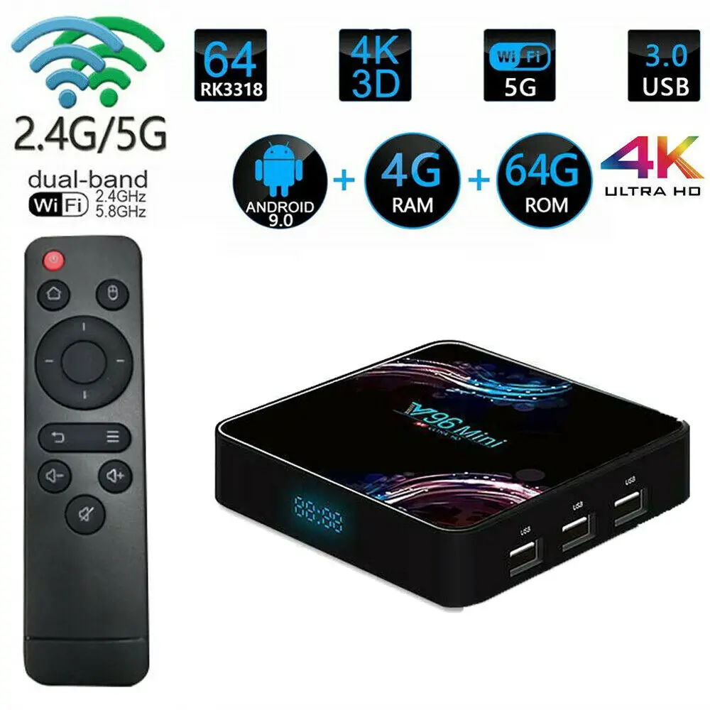 V96 6K Android 9,0 Smart tv телеприставка 4G+ 32/64/128G WiFi BT tv Box медиаплеер US/UK/EU/AUPlug