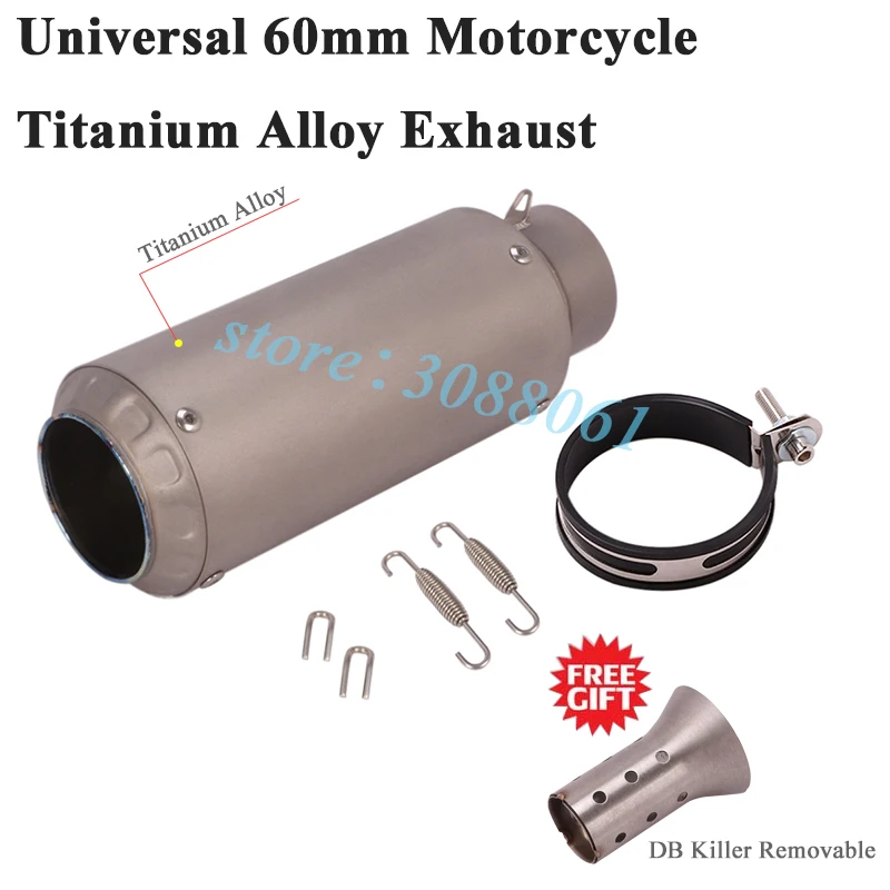

Universal 60mm Motorcycle Exhaust Escape Silencer For Z900 CBR1000RR S1000RR R6 R1 GSR Modified Titanium Alloy Muffler DB Killer