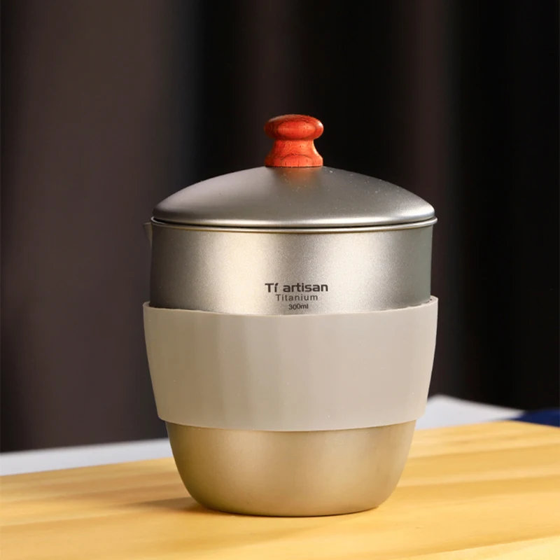 

Titanium Tea Sets Portable Travel Home Office Tea Service 300ML Coffee Container Tea Infuser Filter Ta9006