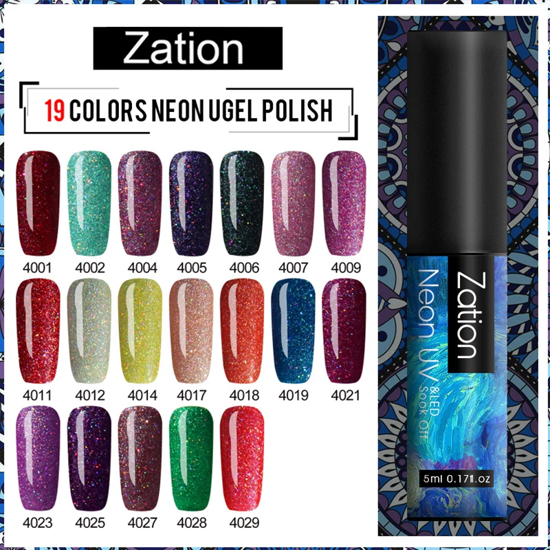 Гель для ногтей Zation Soak Off УФ-лак для ногтей 5 мл полуперманентный Гель-лак для маникюра неоновый Гель-лак для ногтей 5 мл
