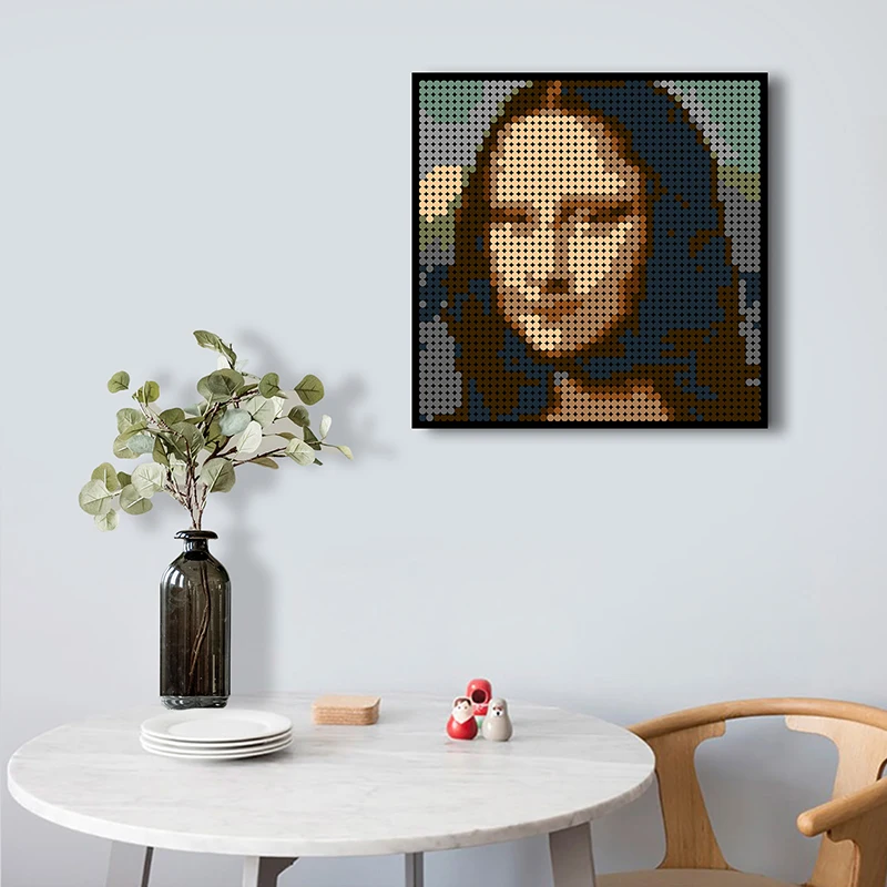 

World Famous Painting Mona Lisa Pixel Mosaic Art Painting Building Blocks Painted Background Decorations Diy Blocks Toys Gifts