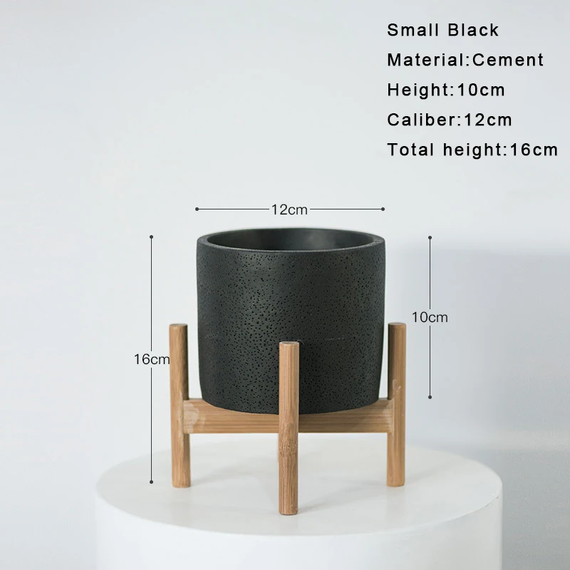 Большой цемент цветочные горшки из цельного дерева подставка держатель