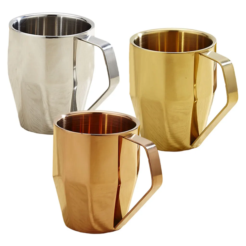 

Металлическая кофейная чашка, многогранная, вакуумная, блестящая, ударопрочная, жесткая, двойная стена, 13,1 унций, кружки для чая, эспрессо, п...