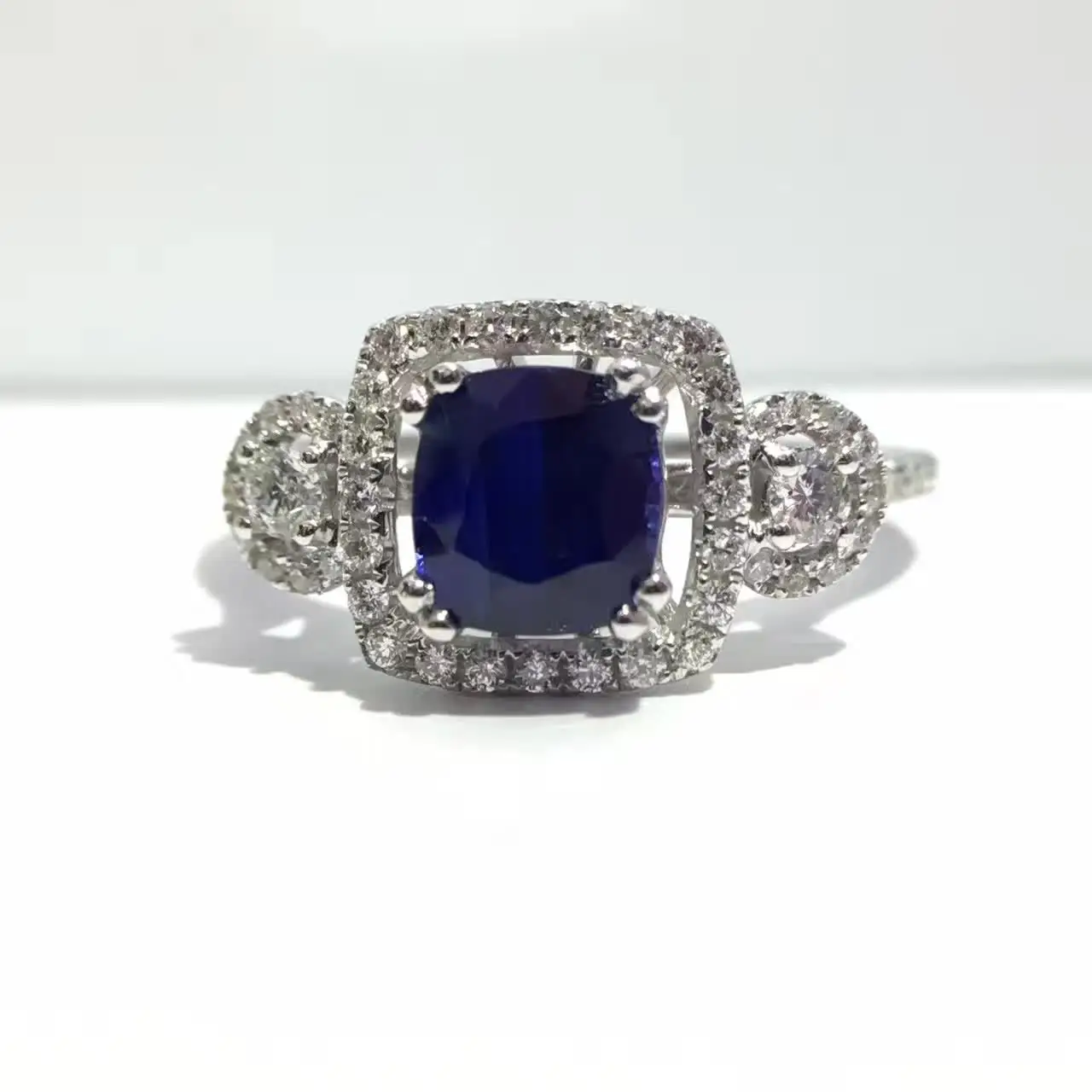 1.687ct+ 0.407ct 18K золото натуральный сапфир женское кольцо с алмазной установкой новое Изысканное Украшение на свадьбу обручальное кольцо