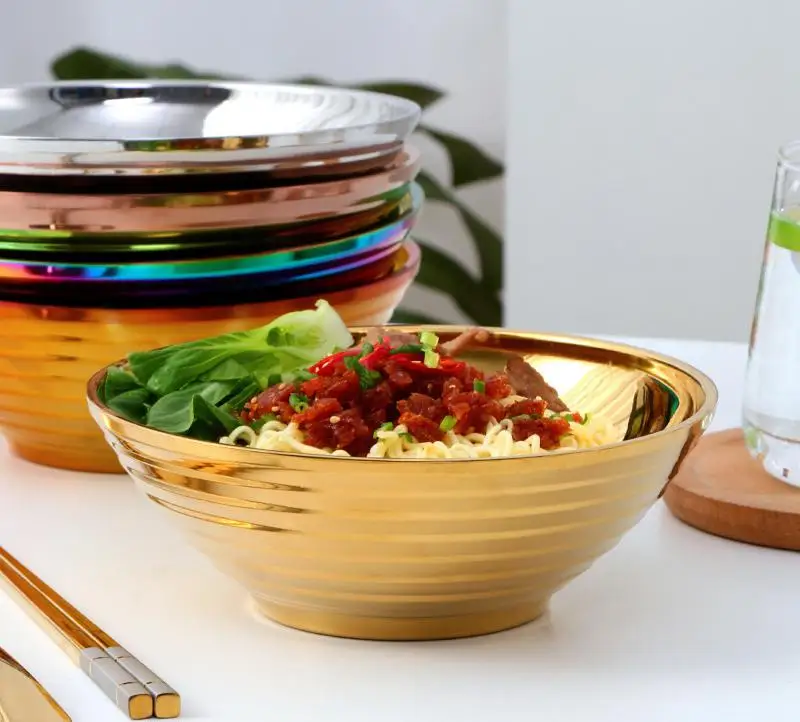 Миска для лапши из нержавеющей стали 304 японская Ретро миска рамен бытовая