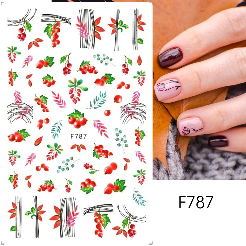 

1pcs Maple Leaves Nail Stickers 3D Yellow Gold Fall DIY Sliders Nail Art Decoration Autumn Adhesive Manicure Decals GLF782-791
