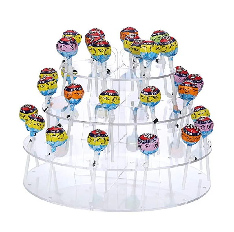 

4-layer Round Acrylic Lollipop Stand 35 Holes Portable and Removable Lollipop Display Stand Holder Rack
