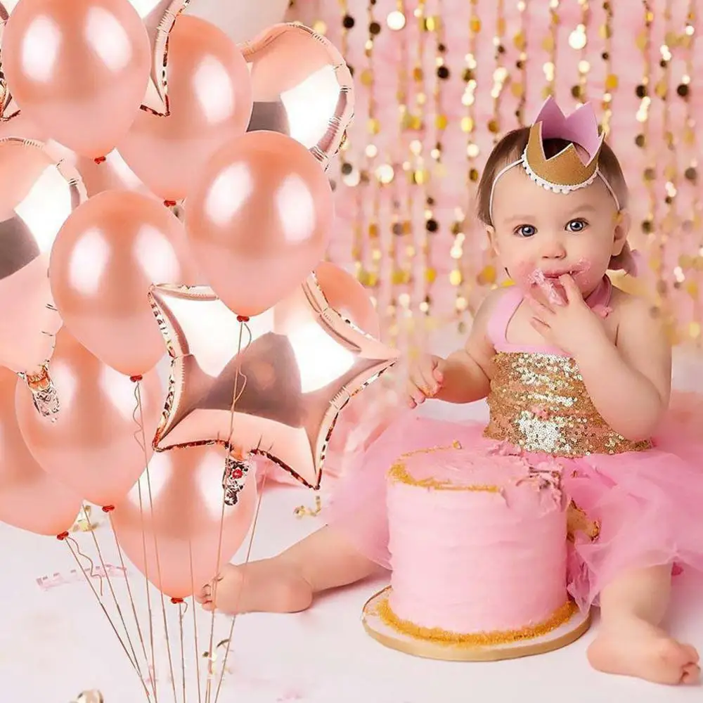 

48pcs Wedding Anniversary Party Foil Balloons Heart Rose/Round/Star Rose/Birthday Cake Ballons Wedding Decoration Party