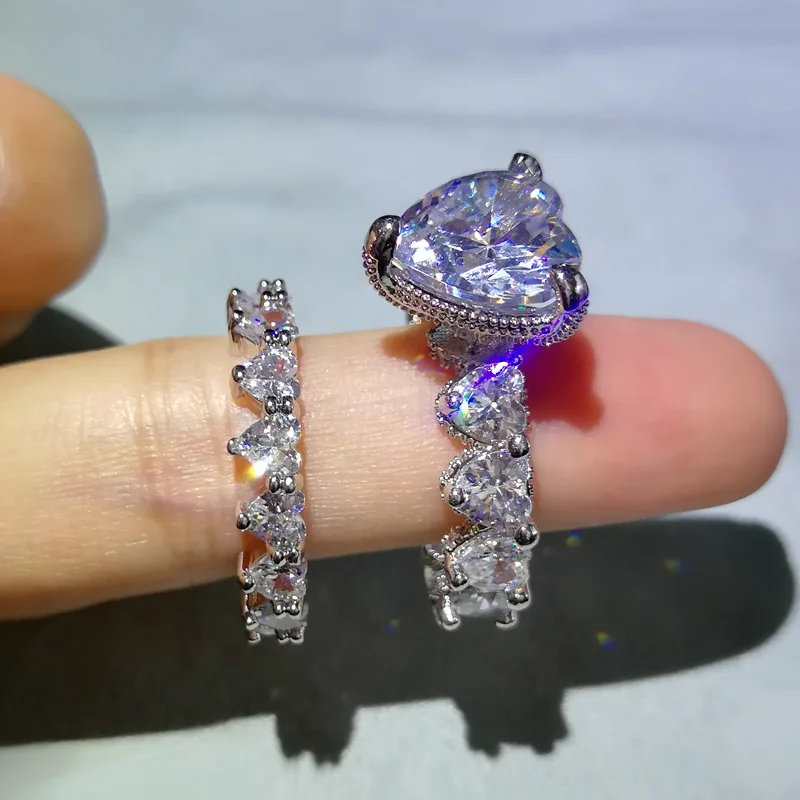 

Женские двойные кольца из серебра 925 пробы, с фианитом