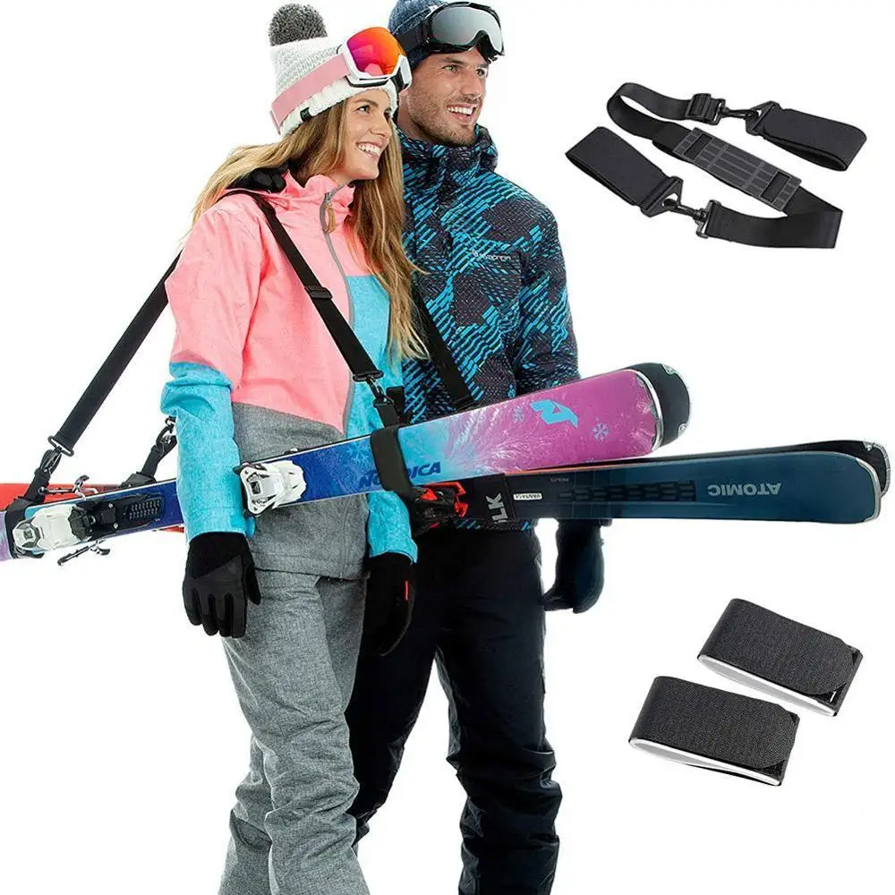 

Ski Shoulder Strap Hand-Held Double Snowboard Strap Tool Handle Belt Multifunctional Strap EVA Hand Carrier Adjustable Nylo C4H7
