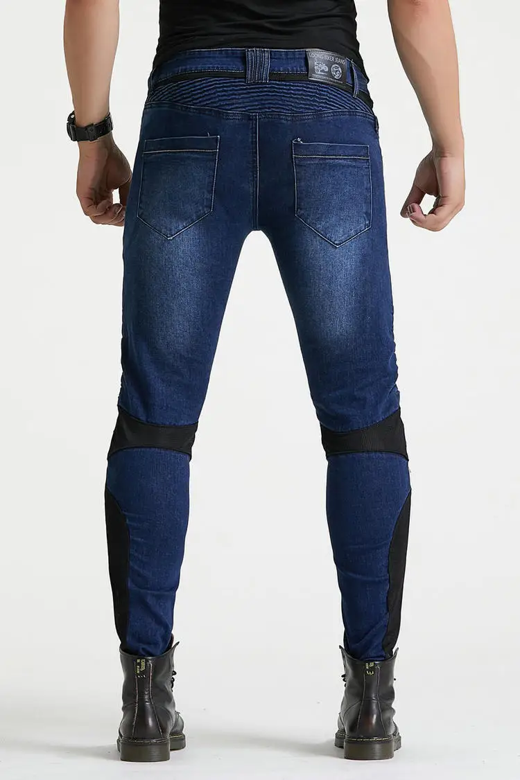 Мужские мотоциклетные джинсы стильные байкерские облегающие повседневные штаны