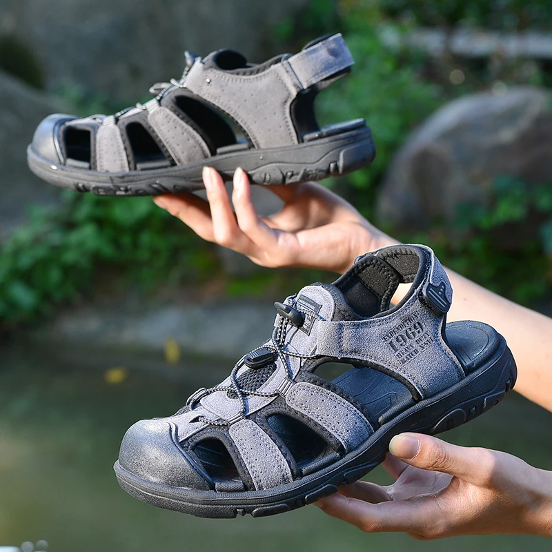 

Man Sports Sandals Slides Outdoor Beach Run Shoe Suede Leather Upstream Trail Running Shoes Sneakers For Men Teenage Zapatillas