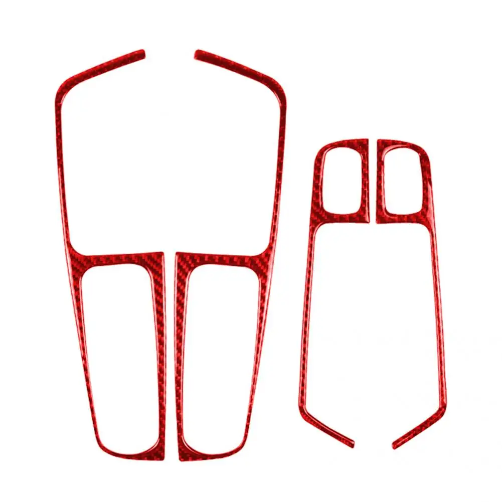 

Carbon Fiber 4Pcs Simple Red Door Window Switch Frame Sticker Dust-proof Panel Frame Easy Installation