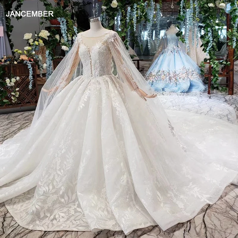 HTL479 Бальное Платье Свадебные Платья с накидкой о образной горловиной молнией