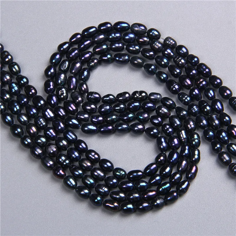 

4-4.5mm Irregular Rice Natural Black Freshwater Pearl Beads For Women Jewelry Making DIY Bracelet Necklace Earrings Anklet Gifts