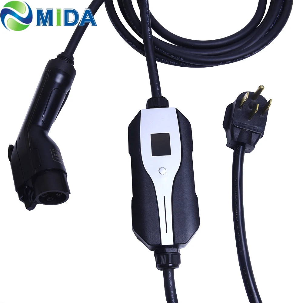 J1772 тип 1 32A 24A 20A 16A 10A переключаемое быстрое EVSE EV зарядное устройство с разъемом NEMA