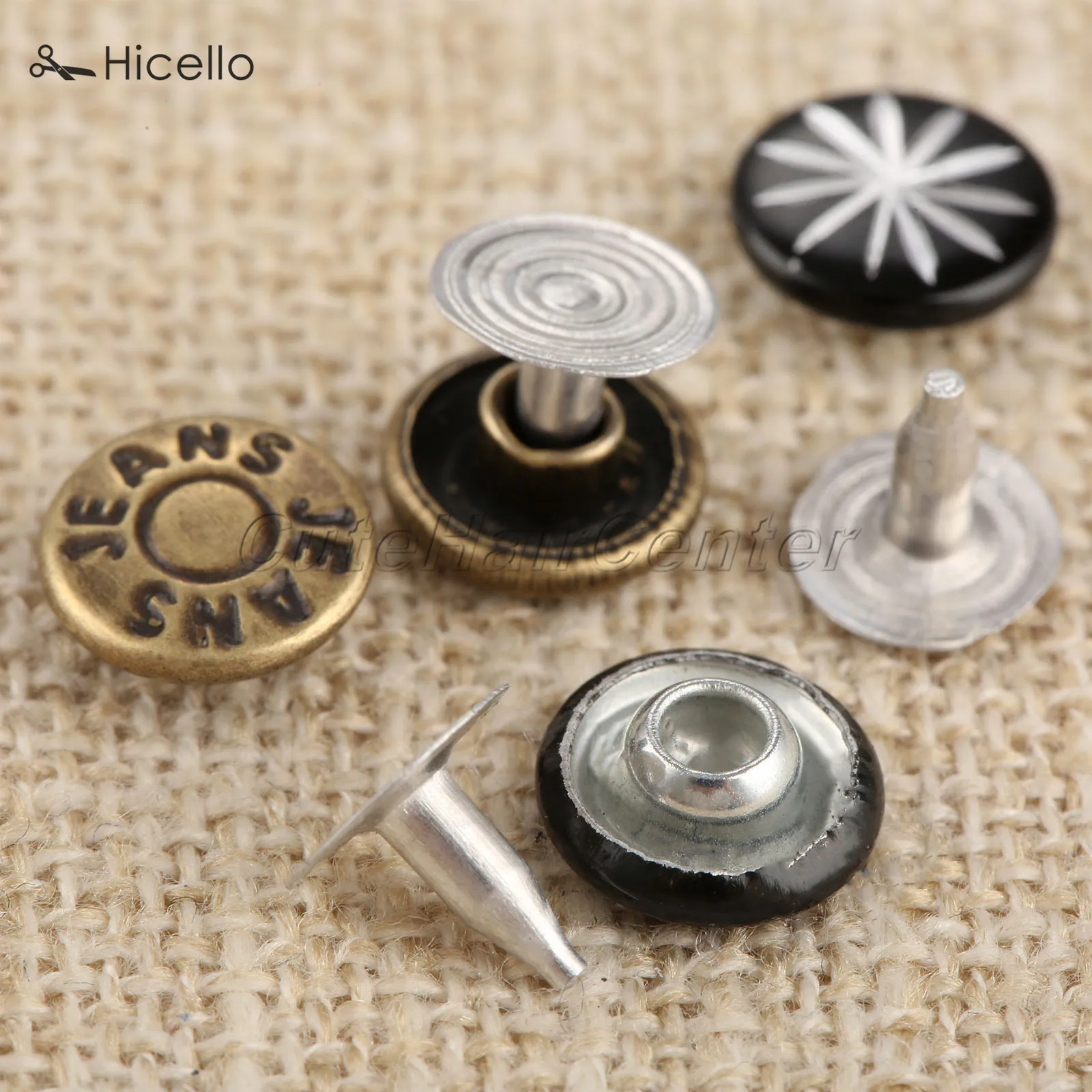 100 комплектов заклепок металлические элементы с гвоздями 9 мм бронзовые черные