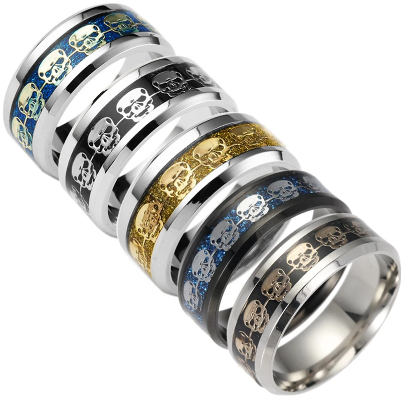 

Vintage punk skull ring men's hip hop engagement ring men's fashion punk ring women's jewelry silver ring Wholesale