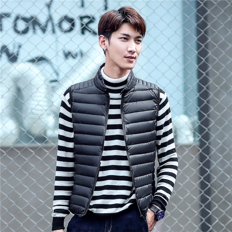 

2021new Autumn and Winter down Jacket Men's Short Casual Stand Collar Vest Lightweight Casual Men Thin Coat