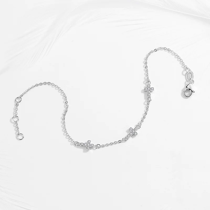 Роскошный женский браслет с крестом TONGZHE из стерлингового серебра 925 пробы