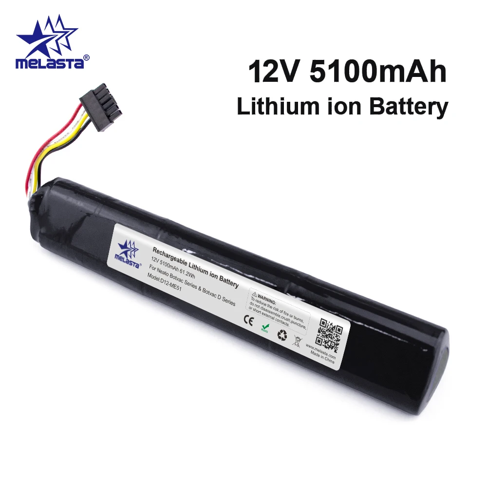 Melasta 12V 5100mAh литий ионная сменная батарея для Neato Botvac D серии и 70e 75 D75 80 85 D80 D85