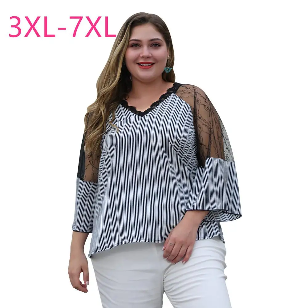 Новая летняя блузка большого размера для женщин большая свободная Повседневная