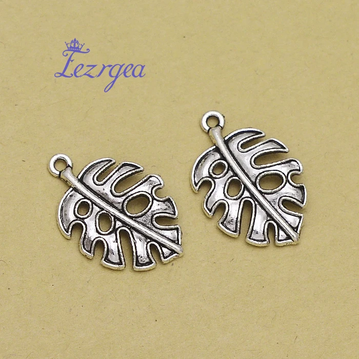 20 шт./лот-27x18 мм подвеска в виде листьев антикварные посеребренные Подвески