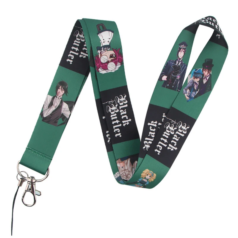 Anime Black Butler Lanyards Keychain Bag Camera ID Card Badge Holder Cosplay Soft Webbing Keyring Hang Rope Keycord Decoration |
