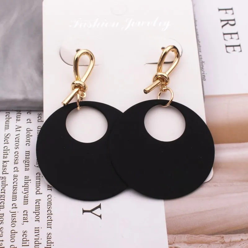 Женские круглые серьги с бантом модные геометрические металлические подвески