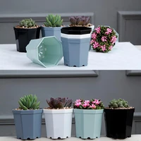 4 pieces modern plastic octagon flower pot home garden office desk succulent plant pot matt glossy garden decoration pots