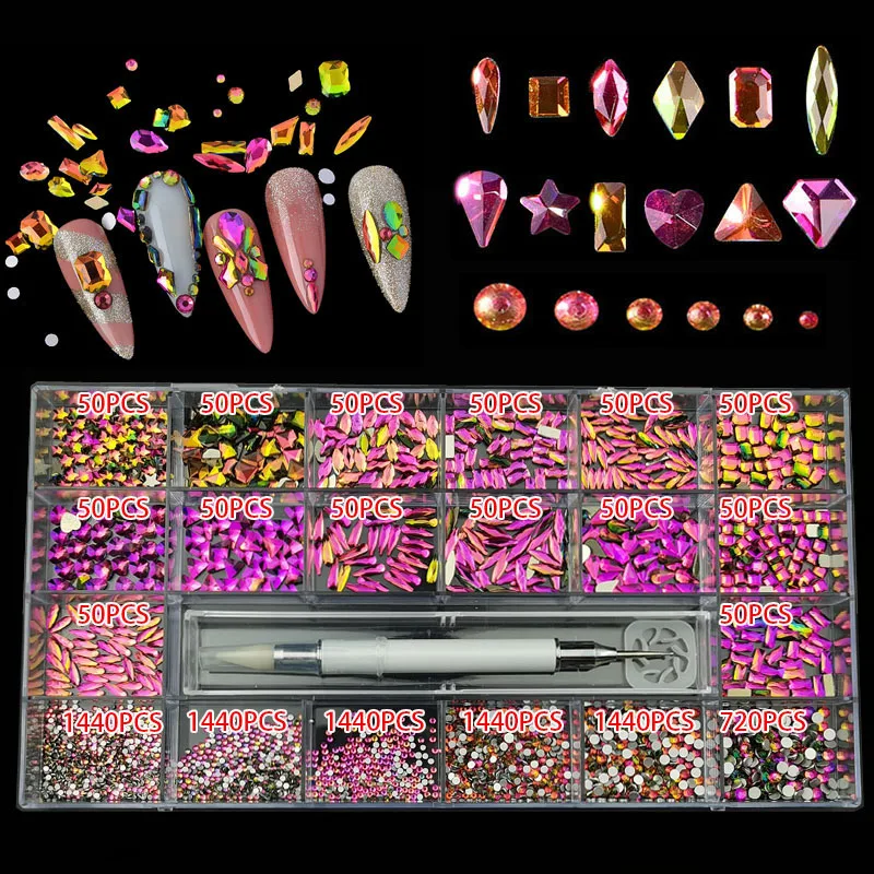 Оптовая продажа хрустальные AB Стразы для дизайна ногтей Искусственное искусство
