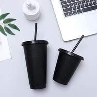 1pcs personalized shiny reusable plastic flash powder water bottle with straws drinking cup straw cup