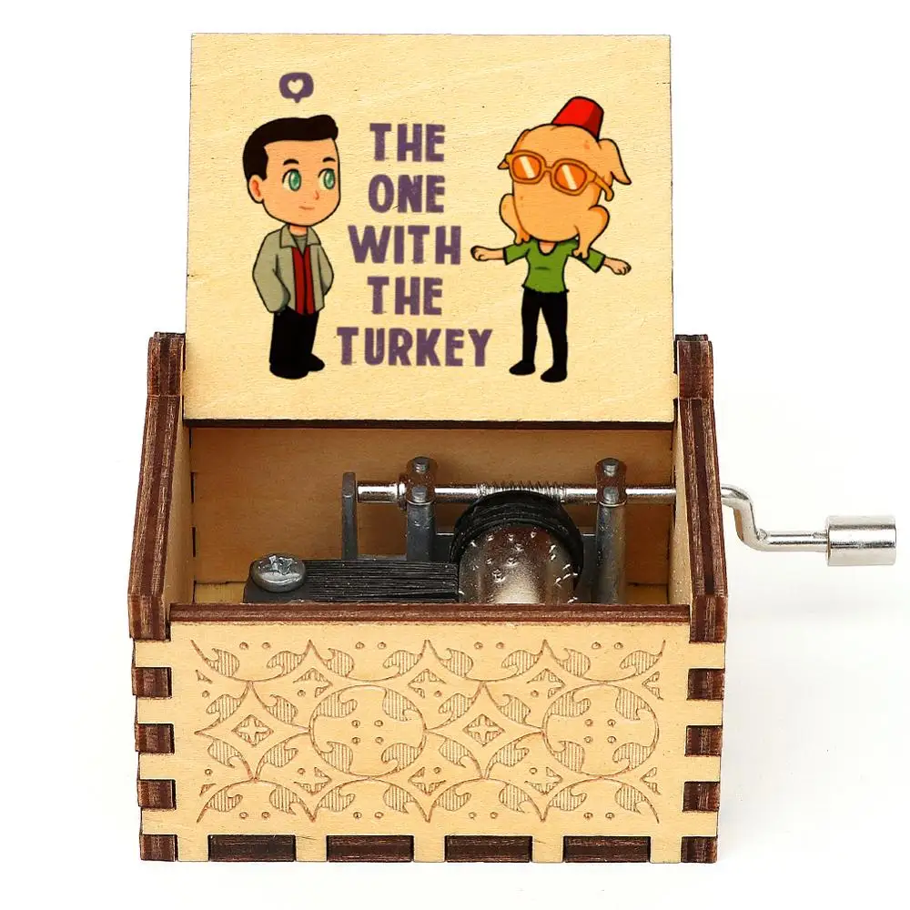 Hot Wooden 3D Printed Music Box Antique Carved Friends Theme Birthday Gift Christmas | Дом и сад