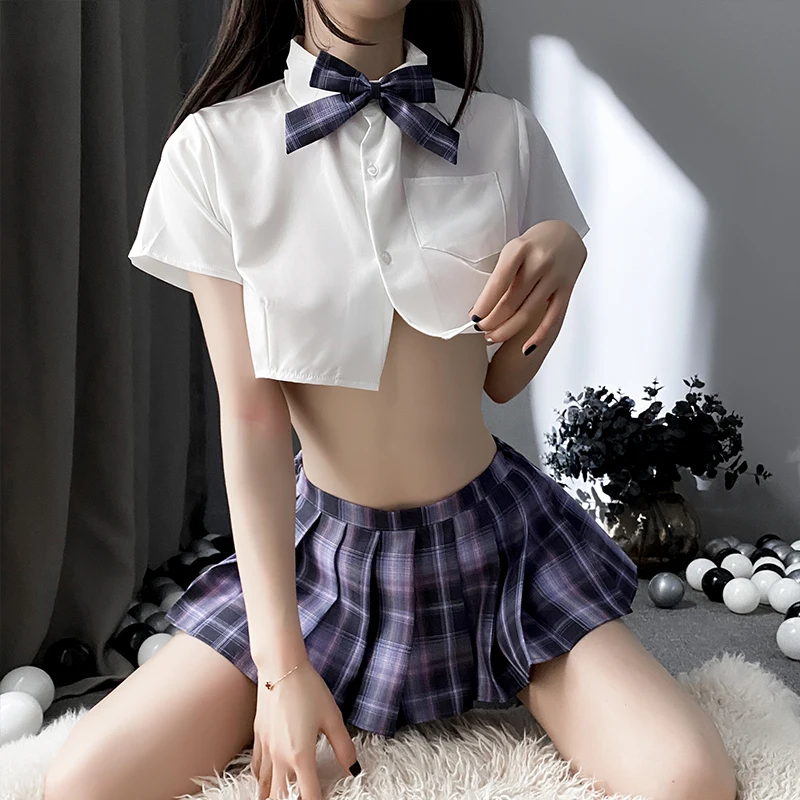 

Japanese Sexy JK Uniform Women Erotic Cosplay Lingerie Plaid Pleated Miniskirt Ladies Role Play Sexy Outfit