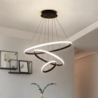 Современная подвесная Светодиодная лампа 345 кольца, круглая потолочная подвесная люстра, черная люстра в стиле лофт, гостиной, столовой, кухни, осветительный прибор