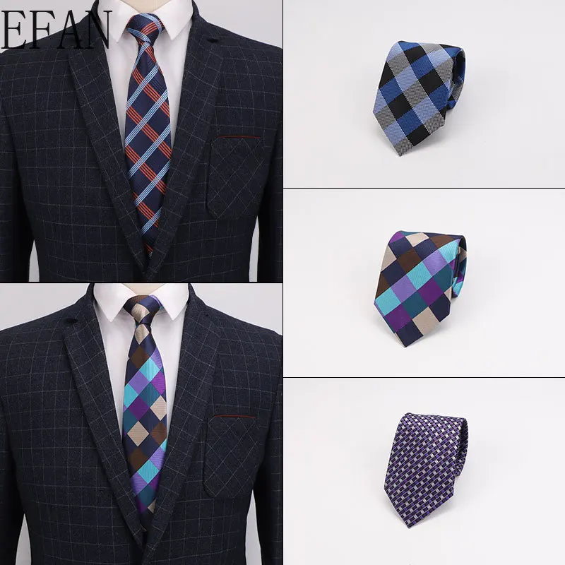

New Blue Navy Men's Classic Plaid Striped Ploka Dots Ties for Men Necktie Suits Wedding Neck Tie Business Cravats 8cm Neckties