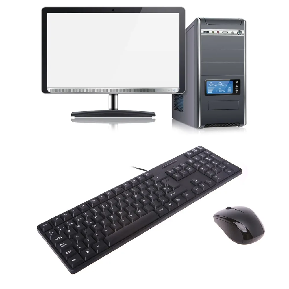 Ergonomic Silent Keyboard USB Russian French Spanish Arabic / English Waterproof Office Keyboard for Windows Computer