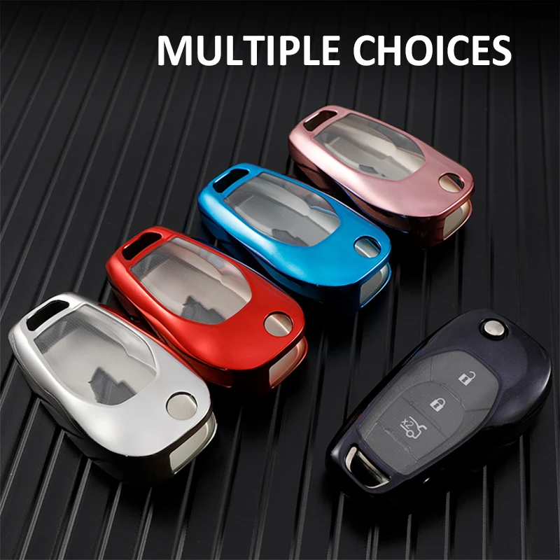 

TPU Car Folding Flip Key Case Cover Shell for Chevrolet Cruze Spark Sonic Camaro Volt Bolt Trax Malibu Key Protector Accessories