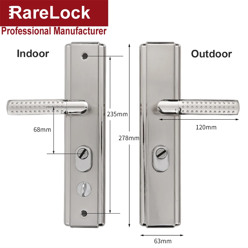 

Door Handle Set for Bedroom Living Room Bathrrom without Cylinder Home Security Hardware Rarelock MS532 h