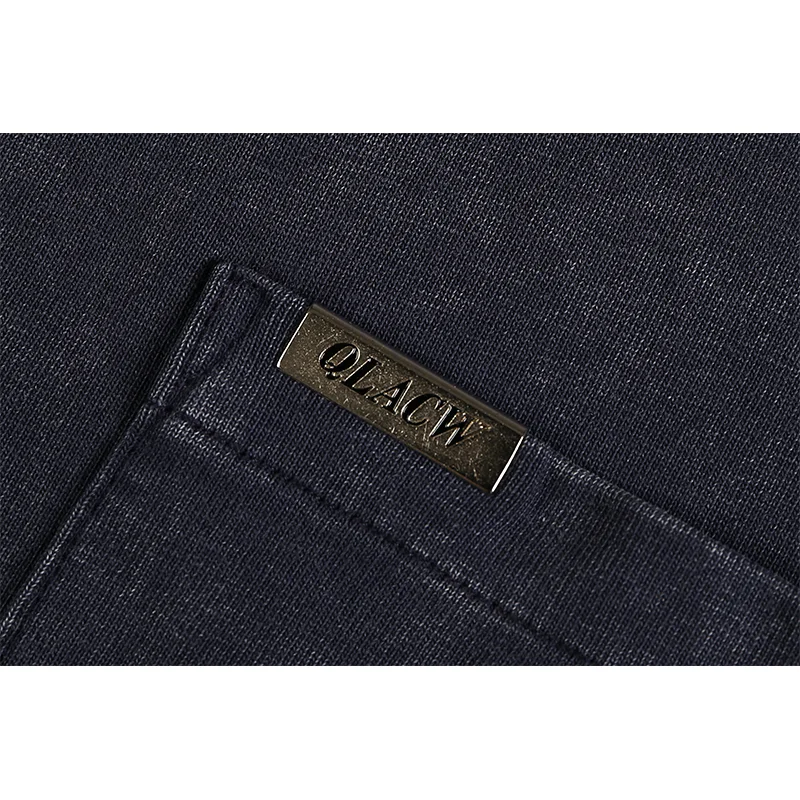 

Oversized Long-Sleeved T-shirt Streetwear Plus Size Men's Clothing Autumn 2021 Cotton Loose Casual Top Solid Color Pocket Tshirt