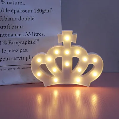 Crown White 1 шт. 3V светодиодный ночной Светильник Фламинго ананас кактус ночник Романтический настольная лампа шатер домашнего декора Рождества Батарея ночной Светильник - Испускаемый цвет: Crown White