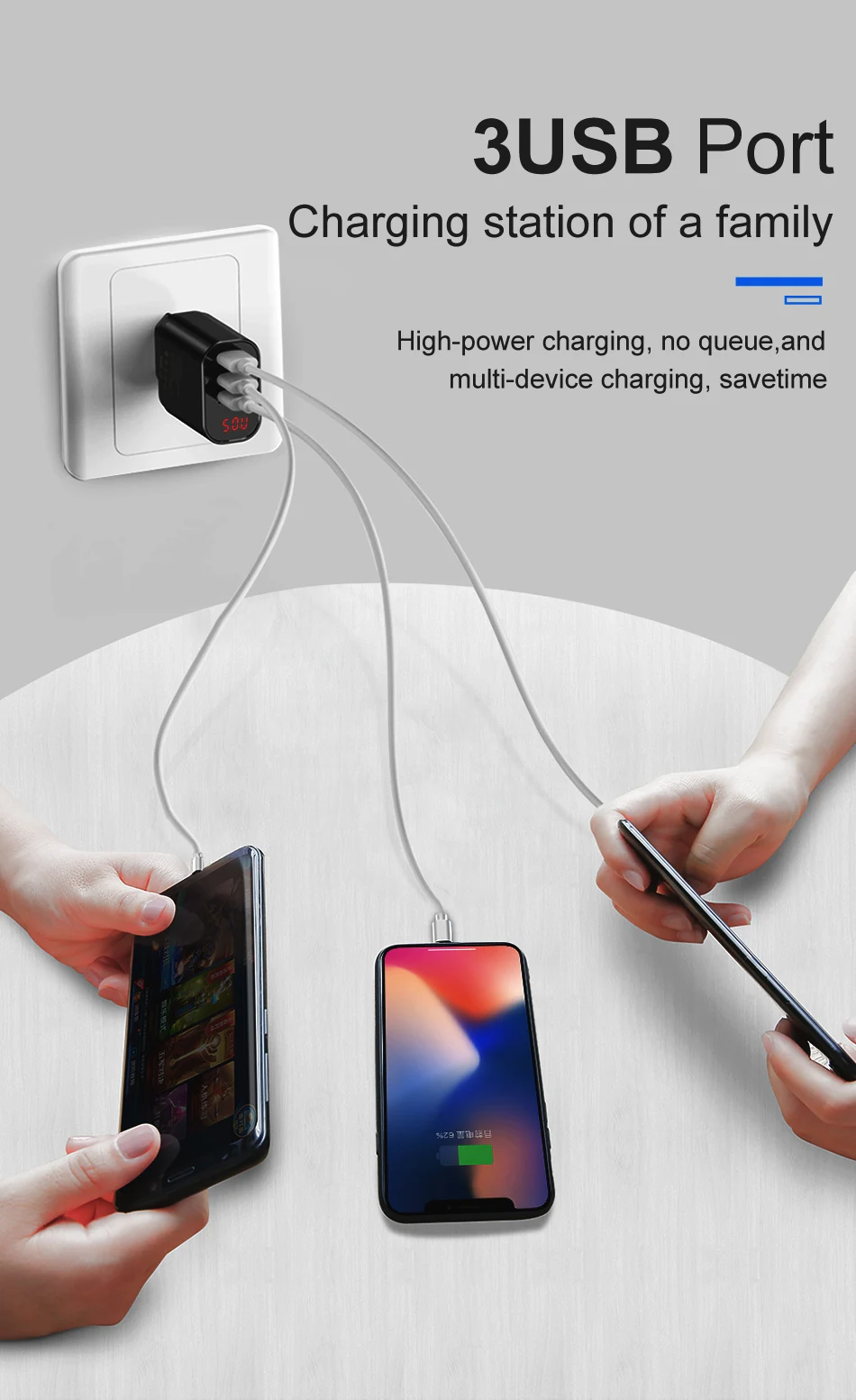 Baseus Мульти USB зарядное устройство для iPhone samsung Xiaomi Mi Быстрая зарядка Turbo несколько настенных зарядных устройств EU US Plug зарядное устройство для мобильного телефона
