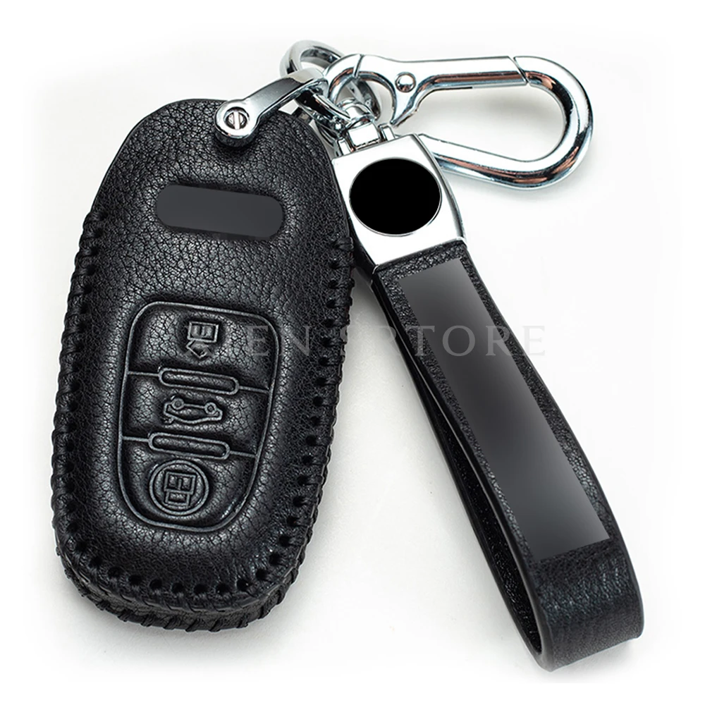 

Retro Leather Car Smart Remote Key Case Cover FOB Shell Holder Keychain For Audi A4 Rs4 A5 A6 A7 A8 Q3 Q5 Q7 B8 Accessories