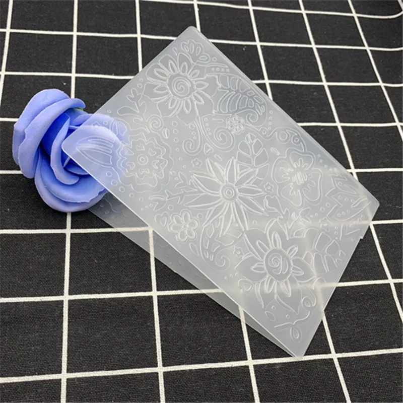 

Sun Flower Heart Shape Drawing Transparent Plastic Folding Embossing Board DIY Handmade Background Embossing Mould