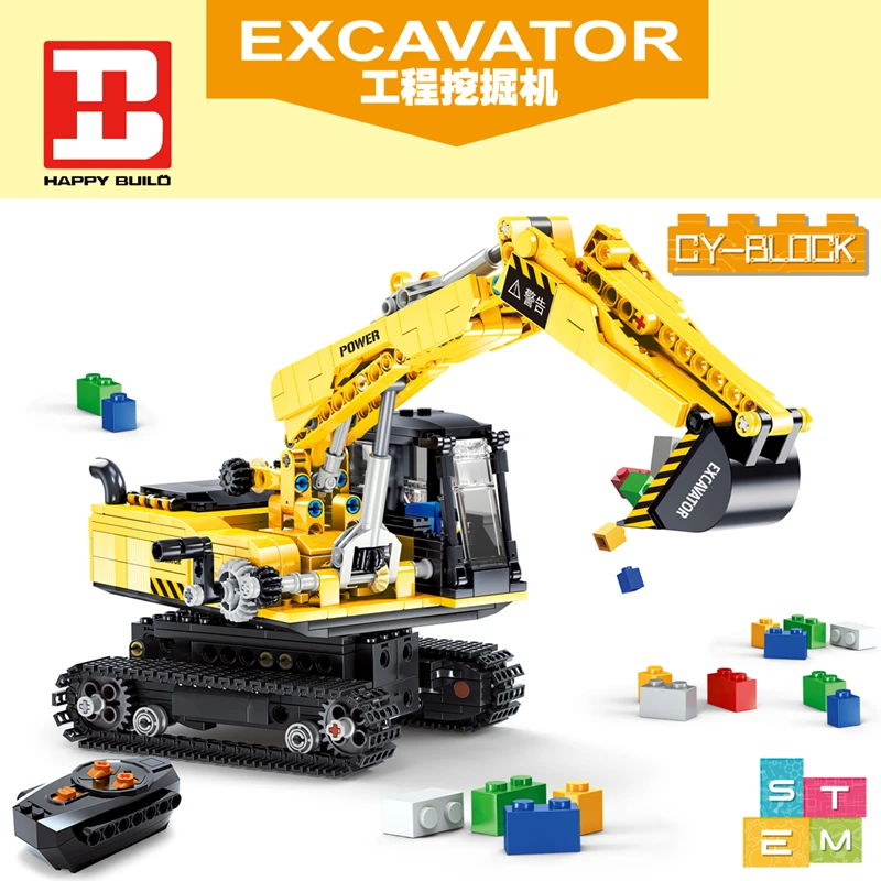 

High-Tech Car Toys YC33001 YC33002 YC33003 Motorized Forklift Bulldozer Excavator Model Building Blocks Bricks Christmas Gifts