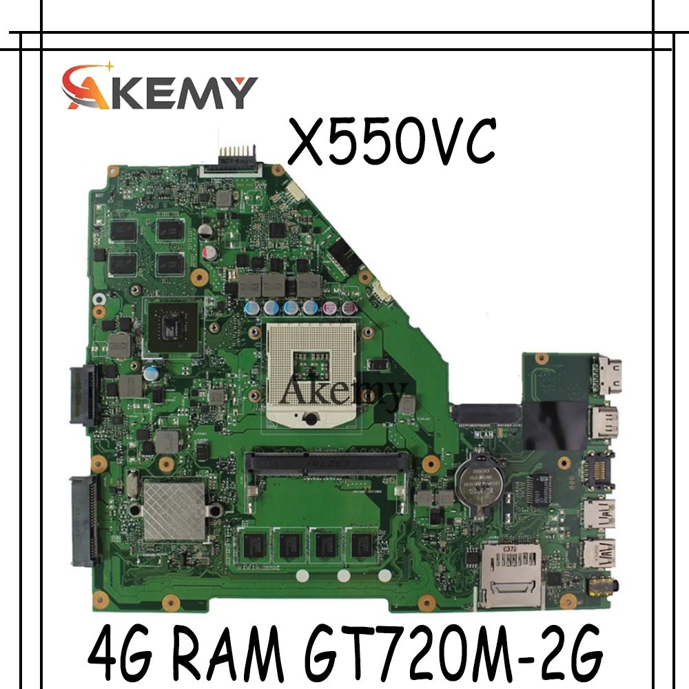 

Akemy Новинка X550VC материнская плата для ноутбука For Asus X550VC R510V X550V X550 тест оригинальная материнская плата 4G RAM GT720M-2G