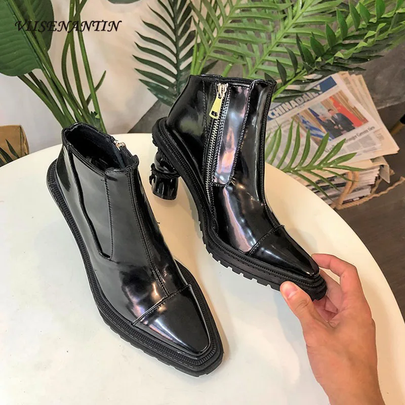 

Short Boots Female 2021 Spring and Autumn New Fashion Pointed Toe All-match Genuine Leather Side Zipper Chelsea Boots