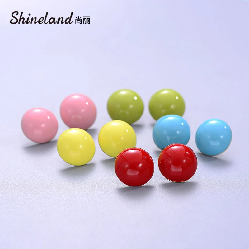 

Shineland Candy Color Simple Oval Enamel Geometric Zinc Alloy Stud Earrings Fow Women Girl Trendy Exquisite Jewelry Gift