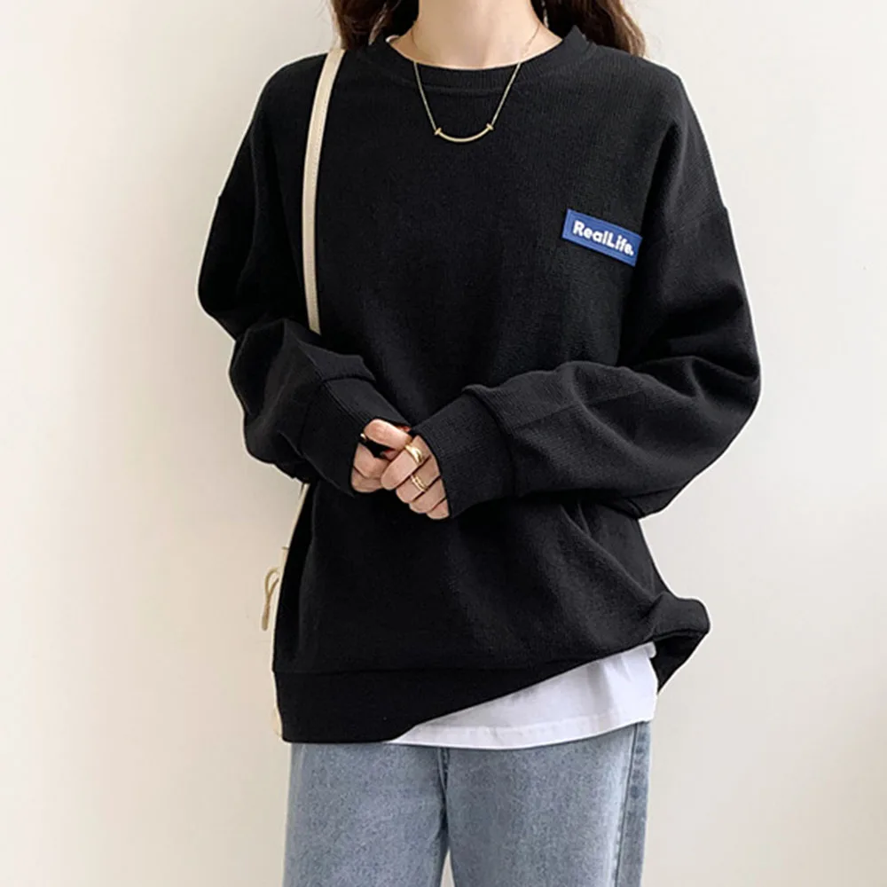 

2021 Women's New Winter New Pullover Fashion Simple Commuter Style Solid Color Round Neck Thermal Insulation Top Hoodies