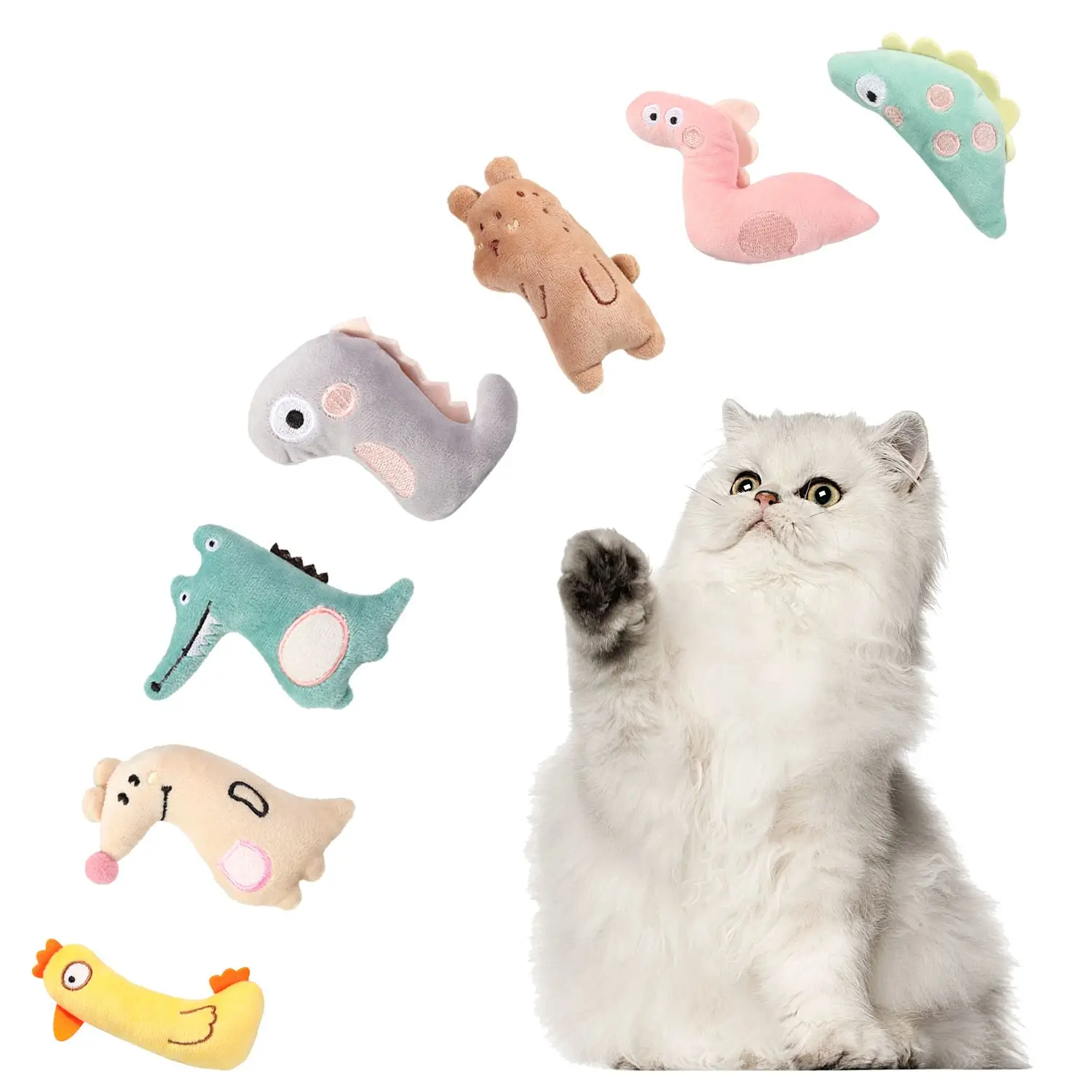 

7 PCs Catnip Toys Cat Chew Toys Anti-Biting Plush Interactive Kitten Toys Catnip Filled Toys Cute Funny Soft Practical